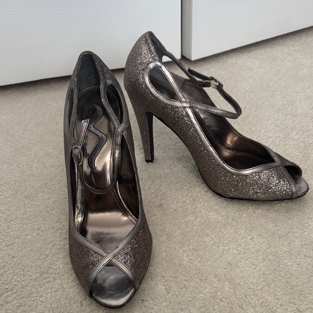 Elegant Sparkly Peep-Toe Heels